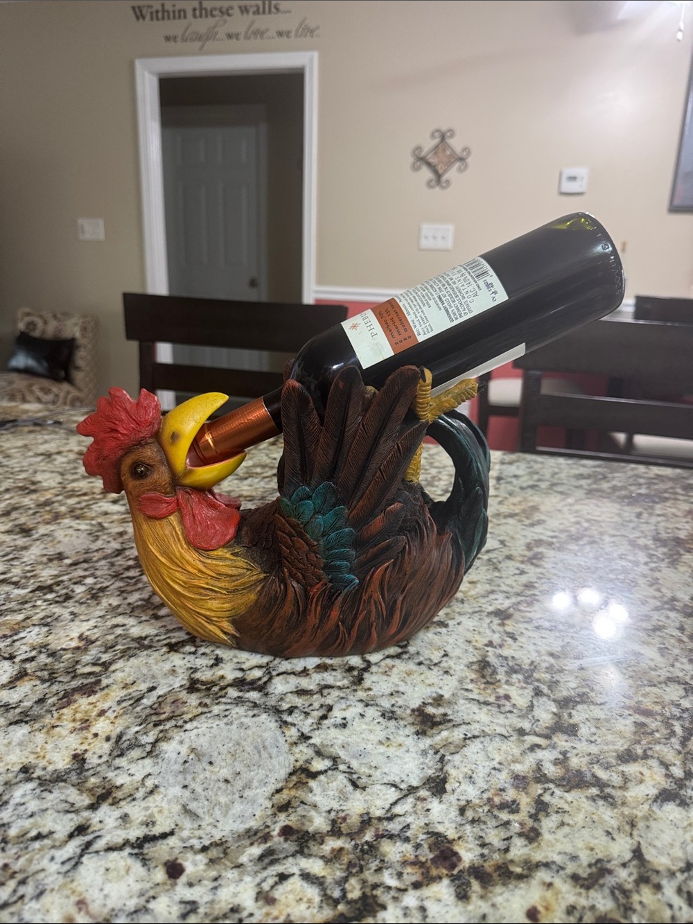 Decorative Rooster Wine Bottle Holder - Multicolor - Picture 2 of 4